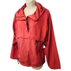 L.L.Bean Vintage Anorak Rust Orange Adjustable Hood and Waist Windbreaker Petite